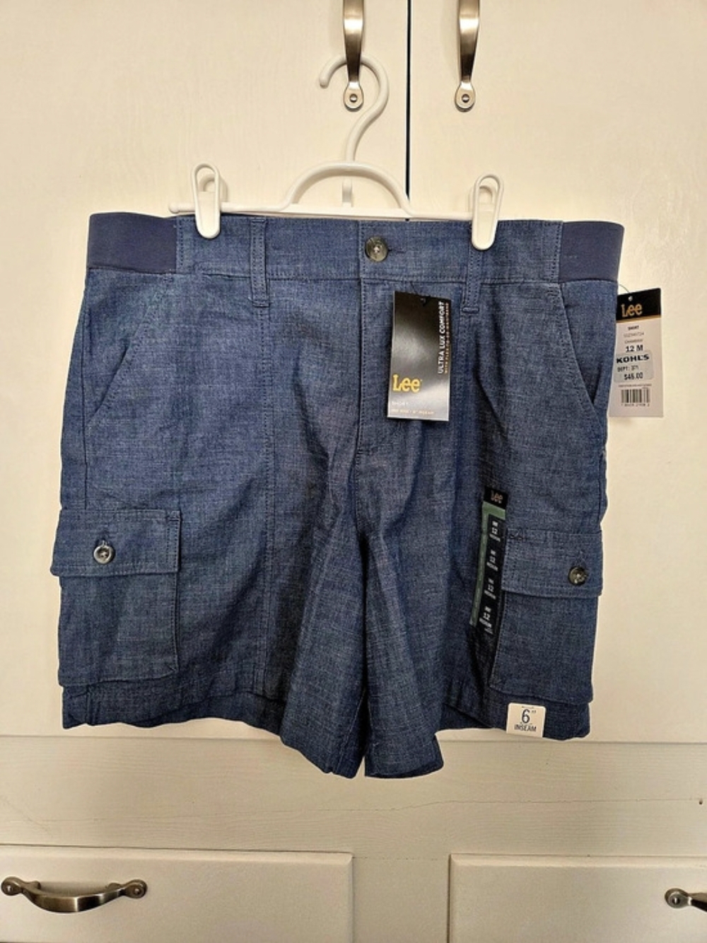 Lee Women's Ultra Lux Comfort with Flex-to-Go Cargo Shorts Blue Size 12M